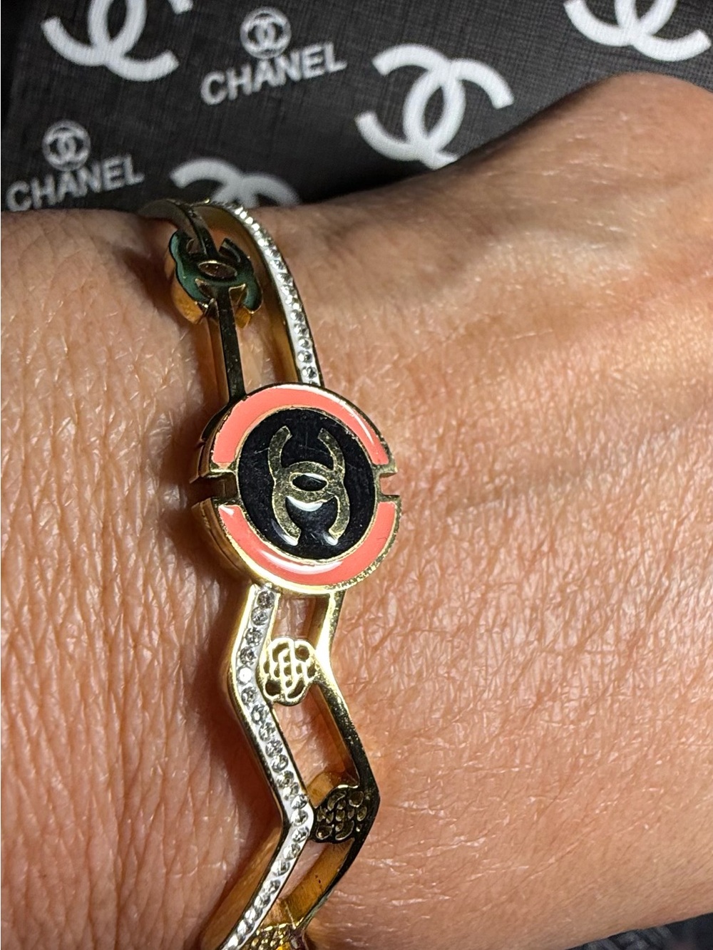 New Titanium Hinged Bangle Bracelet CC rare edition/design. Only One for sale.